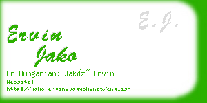 ervin jako business card